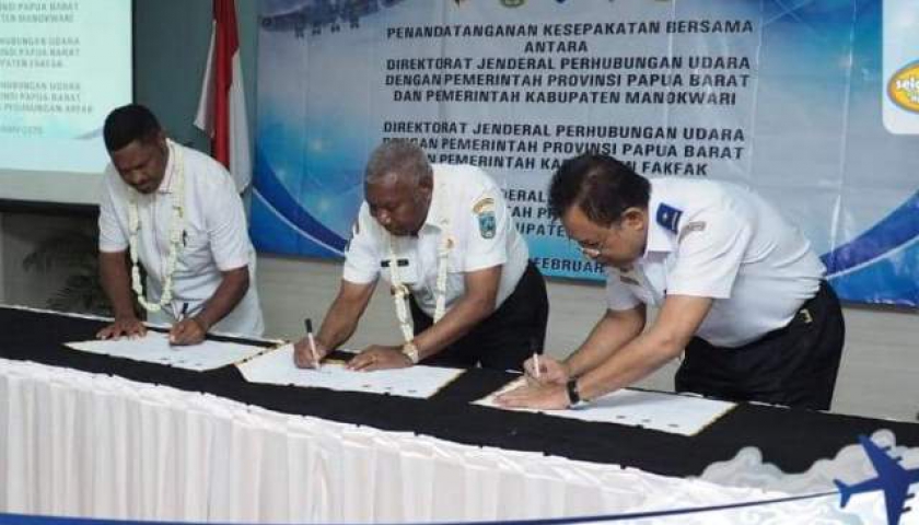 Ditjen Hubud melakukan Penandatanganan Kesepakatan Bersama dengan Pemerintah Provinsi Papua Barat, Pemkab Manokwari, Pemkab Fakfak dan Pemkab Pegunungan Arfak tentang Pembangunan dan Pengembangan Bandar Udara. 