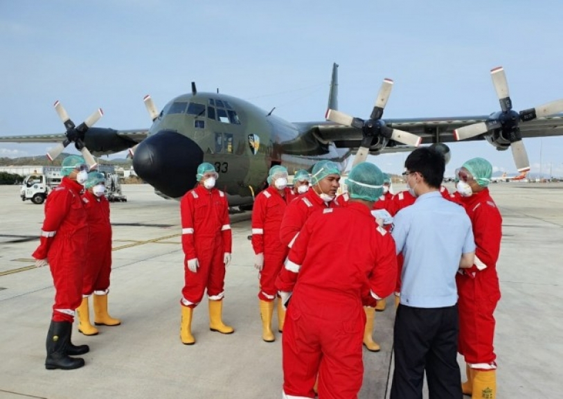 Pesawat Hercules C-130 Bawa Alat Kesehatan untuk Corona dari Tiongkok ( Foto : ist)