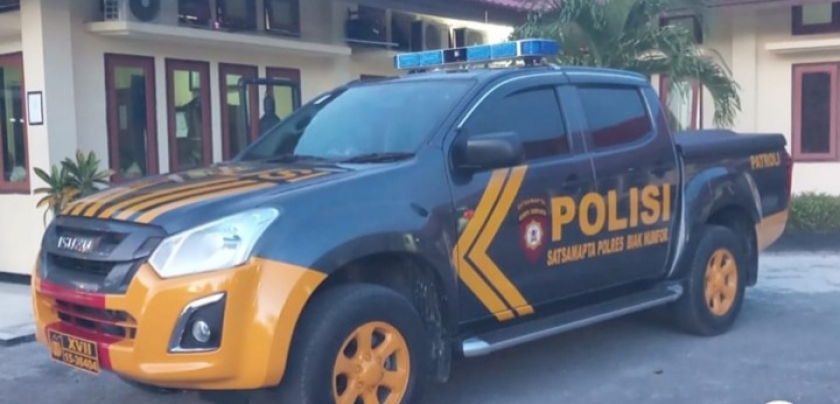 Satu unit mobil dinas patroli dari Direktorat Samapta Polda Papua untuk Polres Biak Numfor, diterima pada Senin 20 april 2020.