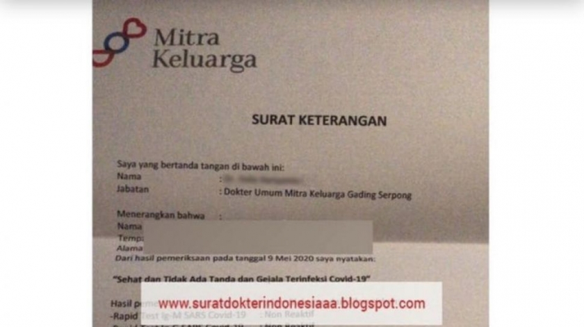 Surat keterangan sehat bebas corona (foto: @dokterpodcast)