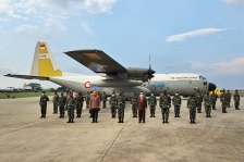 Bantuan kemanusiaan Indonesia untuk Fiji diangkut menggunakan Pesawat Hercules milik TNI AU yang berangkat dari Indonesia pada Rabu (13/05/2020).
