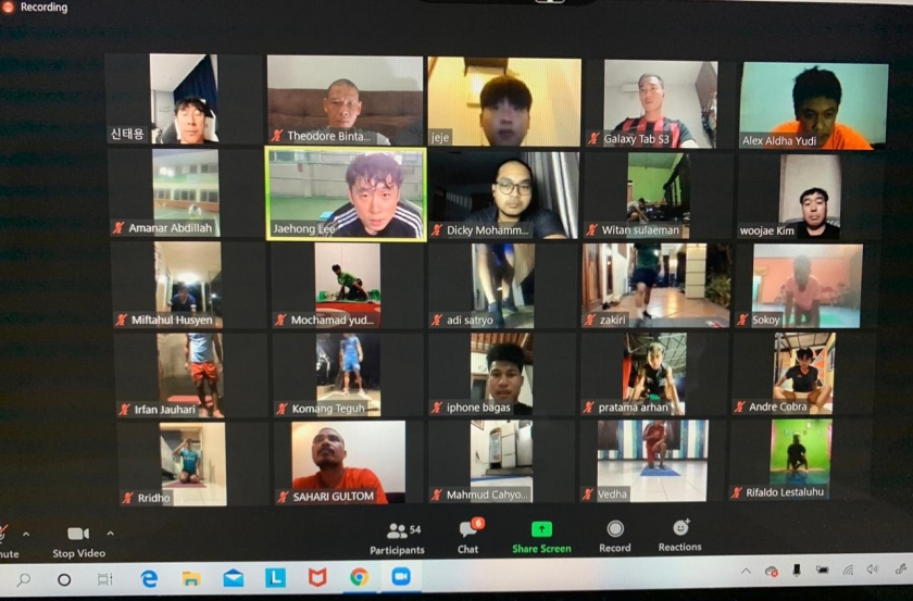 Pemain Timnas U-19 saat mengikuti virtual training (Foto: PSSI)