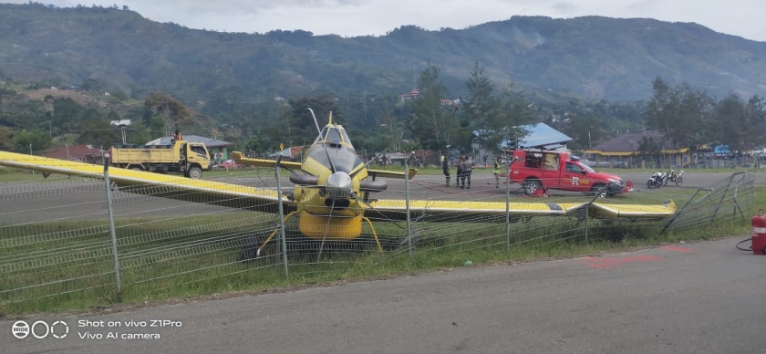 Pesawat Pelita Air Nomor registrasi PK-PAG tergelincir di bandara Karubaga, Selasa (9/6)