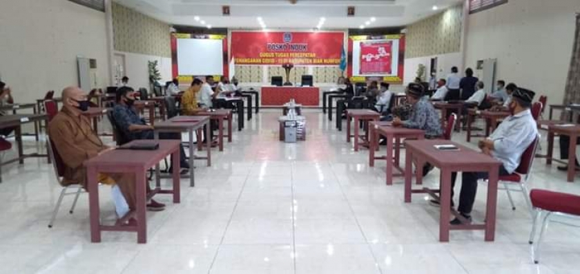 Tim Gugus Tugas saat rapat koordinasi dengan jajaran tokoh agama di posko induk, Rabu 10 juni 2020.