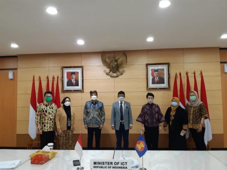 Pertemuan virtual 15th ASEAN Ministers Responsible for Information (AMRI) di Kantor Kementerian Kominfo, Jakarta, Jumat (12/03/2021). [Foto: Dok. Kominfo RI]