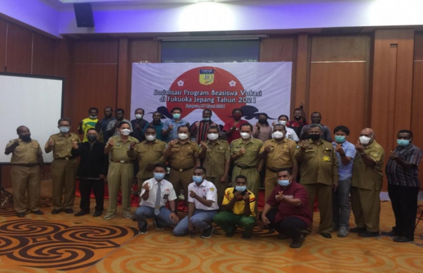 Sosialisasi Program Beasiswa Vokasi Fukuoka Jepang Tahun 2021, Senin pagi (15/3/2021) di Horison Hotel, Kotaraja, Jayapura. [Foto: Dok. Pemprov Papua]
