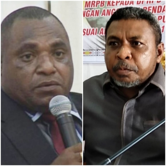 Anggota DPR RI asal Papua Barat, Jimmy Demianus Ijie-Ketua MRPB Maxsi Nelson Ahoren. [Foto: Jaga Papua/UWR]