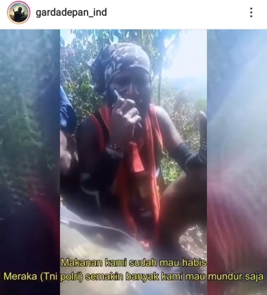 Video viral yang dilaporkan sebagai anggota KKB berbicara dengan rekan KKB melalui sambungan HT. [Foto: @gardadepan_ind]