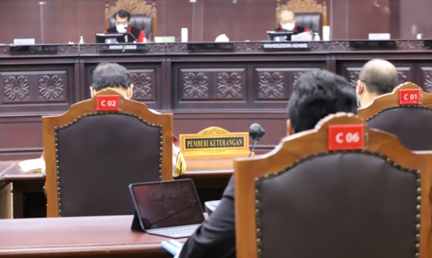 Suasana sidang perselisihan Perselisihan Hasil Pemilihan Kepala Daerah Tahun 2020 di Mahkamah Konstitusi. [Foto: Humas Bawaslu RI]