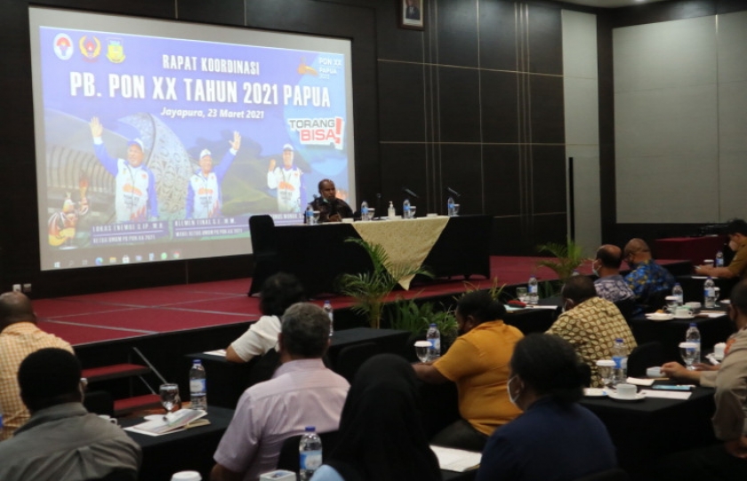 Rapat Koordinasi PB PON XX tahun 2021 Papua di Jayapura (23/3/2021). [Foto: Dok. Pemprov Papua]