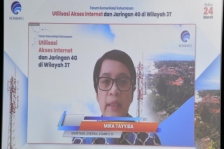 Sekretaris Jenderal Kominfo RI, Mira Tayyiba dalam Forum Komunikasi Kehumasan: Utilisasi Akses Internet dan Jaringan 4G di Wilayah 3T  secara virtual dari Swiss-Bellhotel, Tangerang Selatan, Rabu (24/03/2021). [Foto: Dra]