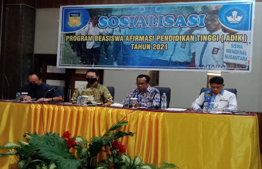 Sosialisasi Program Beasiswa Afirmasi Pendidikan Tinggi (ADIK) tahun 2021 oleh Pemerintah Provinsi Papua. [Foto: Pemprov Papua]
