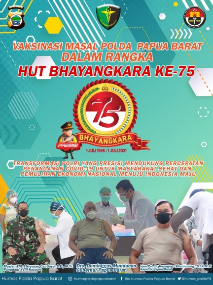 Polda Papua Barat Laksanakan Vaksinasi Covid-19 Secara Gratis. [Foto: Humas Polda Papua Barat]