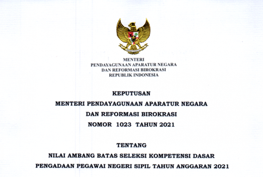 Kementerian PANRB Tetapkan Nilai Ambang Batas SKD CPNS 2021