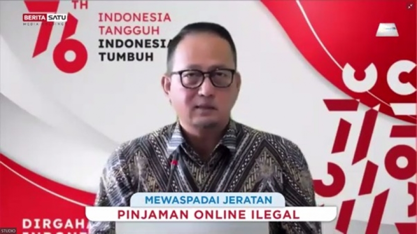 Direktur Jenderal Aplikasi Informatika Kementerian Kominfo, Semuel A. Pangerapan dalam Webinar Beritasatu “Mewaspadai Jeratan Pinjaman Online Ilegal” dari Jakarta, Kamis (19/08/2021). [Foto: Kominfo RI]