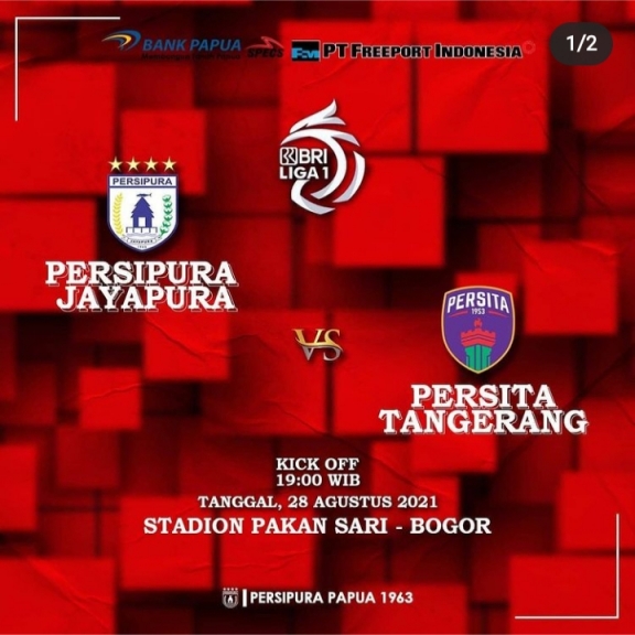 Laga Perspura Jayapura Vs Persita Tangerang. [Foto: @persipurapapua1963]