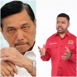 Menteri Koordinator Bidang Kemaritiman dan Investasi, Luhut Binsar Panjaitan (kiri) / Anggota DPD RI Papua Barat, Dr. Filep Wamafma (kanan)