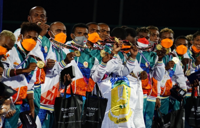 Emas untuk Papua, Hockey Putra Papua Rebut Emas PON XX. [Foto: Pemprov Papua]