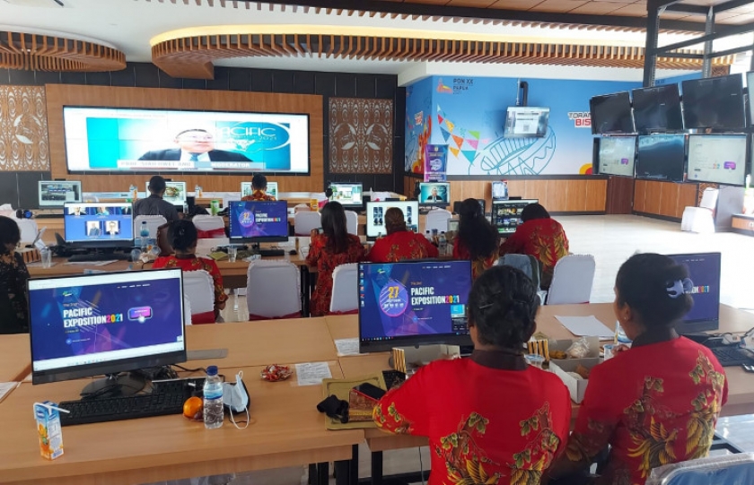 Booth Virtual Pasific Expo 2021 Pemprov Papua Banyak Dikunjungi Warga Inggris. [Foto: Pemprov Papua]