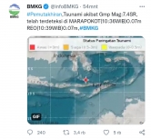 Gempa 7,4 SR Guncang NTT. [Foto: @infoBMKG]