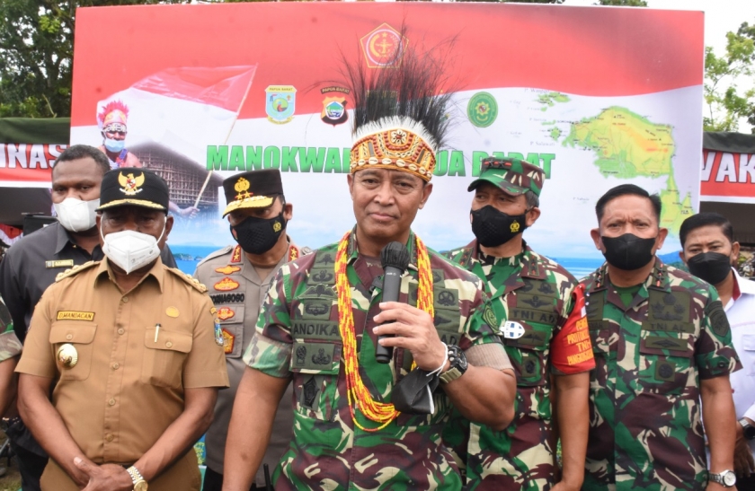 Panglima TNI Jenderal Andika Perkasa saat kunjungan kerja di Manokwari, Rabu (23/12/2021). 