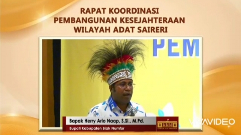 Sambutan Bupati Herry Ario Naap dalam Rapat Koordinasi Pembangunan Kesejahteraan Wilayah Adat Saireri.